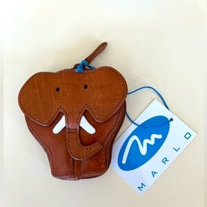Adorable ELEPHANT w/Tusks Faux Leather ZIPPERED CHANGE / COIN PURSE by MARLO NWT